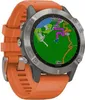 Garmin Fenix 6 Saphir Titan Grau mit orangenem Armband Produktbild-Vorschau 11