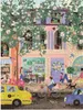 A street scene with a flower shop, a yellow taxi, and people. Anteprima dell’immagine prodotto