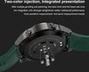 Close-up view of the back of a smartwatch, showing the heart rate sensor and charging contacts, with descriptive text above. Náhled obrázku produktu