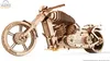 A 3D mechanical wooden model of a motorcycle, specifically a chopper, displayed against a white background. Anteprima dell’immagine prodotto