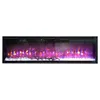 A long, rectangular electric fireplace with purple and blue flames. Produktbild-Vorschau