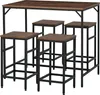 HOMCOM 5-teiliges Bartisch Set Bartisch mit Barhocker-Set Produktbild-Vorschau 1