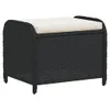 Gartenhocker mit Kissen Schwarz 58x46x46 cm Poly Rattan Produktbild-Vorschau 1