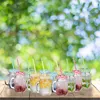 Relaxdays Trinkgläser mit Deckel und Strohhalm, 12er Set Produktbild-Vorschau 2