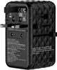 A black universal travel adapter is shown against a white background. Anteprima dell’immagine prodotto