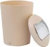 A beige trash can with a silver and beige lid, shown on a white background. Produktbild-Vorschau