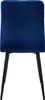 A dark blue velvet dining chair with black legs, shown from the back. Náhled obrázku produktu