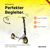 A marketing image for a scooter, featuring illustrations and text highlighting its features. Produktbild-Vorschau