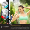 A woman is showering outdoors with a KESSER outdoor shower. Produktbild-Vorschau