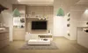 A modern living room with a TV, sofa, and decorative elements. Náhled obrázku produktu