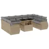 10-tlg. Garten-Sofagarnitur mit Kissen Beige Poly Rattan, Produktbild-Vorschau 2