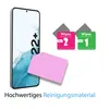 A smartphone screen protector kit with cleaning wipes and a microfiber cloth. Produktbild-Vorschau