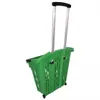 A green shopping trolley with silver telescopic handle and black grip, shown from a side-angle on a white background. Produktbild-Vorschau
