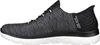 Side view of a black and gray Skechers slip-on shoe. Podgląd zdjęcia produktu