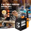 A woman is shown crafting jewelry, with the rolling mill product prominently displayed. Text overlays highlight the product's features and uses. Anteprima dell’immagine prodotto