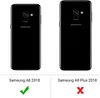 Two black Samsung phones are shown side-by-side with compatibility indicators below. Produktbild-Vorschau