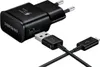 A black Samsung fast charging adapter and USB cable are shown against a white background. Produktbild-Vorschau