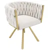 A single beige armchair with gold legs against a white background. Produktbild-Vorschau