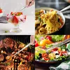 A collage of four images showing different uses of kitchen tongs. Produktbild-Vorschau