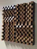 A wall-mounted acoustic diffuser made of many small wooden cubes. Náhľad obrázku produktu