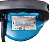A close-up of a blue submersible pump with a label showing product specifications and manufacturer information. Podgląd zdjęcia produktu