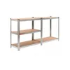 A metal shelving unit with wooden shelves, shown against a white background. Podgląd zdjęcia produktu