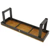 The underside of a bench with a metal frame and wooden slats. Produktbild-Vorschau