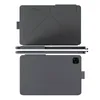 A dark gray tablet case is shown from multiple angles against a white background. Produktbild-Vorschau