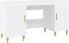 A white desk with two cabinets and wooden legs, shown from the front. Anteprima dell’immagine prodotto
