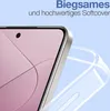 A close-up of a smartphone with a transparent case, highlighting the phone's edge and screen. Produktbild-Vorschau