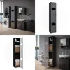 A collage of images showing a tall, narrow bathroom cabinet in different settings and angles. Produktbild-Vorschau