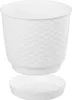 A white woven-textured plant pot with a matching saucer, presented separately below the pot. Podgląd zdjęcia produktu