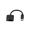 A black USB-C to 3.5mm audio adapter with a charging port, shown against a white background. Produktbild-Vorschau