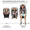 Three children of different ages are shown sitting in car seats, illustrating the product's adaptability for various age groups. Produktbild-Vorschau