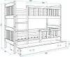 A technical drawing of a bunk bed with dimensions indicated. Produktbild-Vorschau