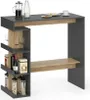 A modern bar table with shelves and a bench. Voir les images du produit