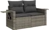 vidaXL Gartensofa 2-Sitzer mit Kissen Grau Poly Rattan Produktbild-Vorschau 1