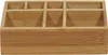 A close-up, front-facing view of a bamboo organizer with seven compartments. Náhled obrázku produktu