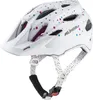 A white bicycle helmet with a colorful polka dot pattern. Anteprima dell’immagine prodotto
