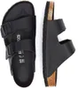 A top-down view of a pair of black Birkenstock Arizona sandals. Produktbild-Vorschau