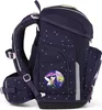 A side view of a purple backpack with white polka dots and a fairy graphic. Podgląd zdjęcia produktu