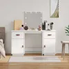 The Living Store Schminktisch-Set mit LED Weiß Massivholz Produktbild-Vorschau 3