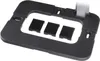 A black tablet floor stand base with three small black covers inside the frame. Produktbild-Vorschau