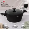 A black pot with a glass lid is shown, with marketing text and icons highlighting its features. Náhľad obrázku produktu