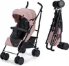 A pink Kinderkraft SIESTA travel stroller is shown in two views: one unfolded and one folded. Náhled obrázku produktu