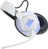 A white and blue gaming headset with a microphone is shown against a white background. Produktbild-Vorschau