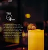 A close-up of a yellow LED candle with text overlay describing its timer function. Náhled obrázku produktu