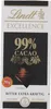 A product shot of a Lindt Excellence 99% Cacao chocolate bar packaging. Produktbild-Vorschau