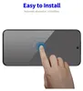 A finger is shown pressing on a smartphone screen protector, with concentric circles indicating the application process. Produktbild-Vorschau
