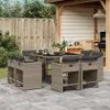 Design 9-tlg. Garten-Essgruppe mit Kissen Grau Poly Rattan, Produktbild-Vorschau 1
